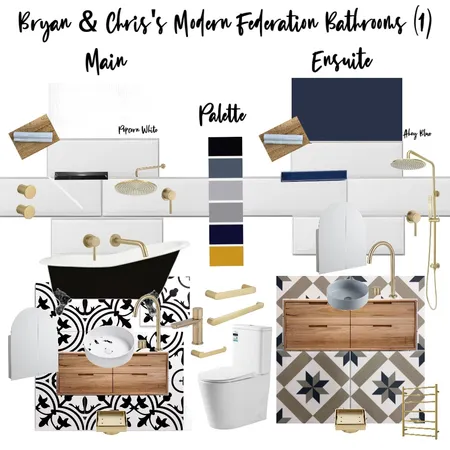Bryan & Chris's Modern Federation Bathrooms (1) Interior Design Mood Board by Copper & Tea Design by Lynda Bayada on Style Sourcebook
