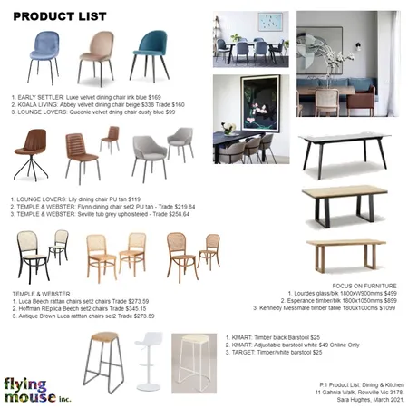 Sara - P.1 Product list: Dining & Kitchen Interior Design Mood Board by Flyingmouse inc on Style Sourcebook
