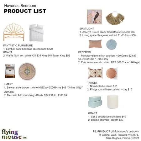 Sara - P2. Product list: Havana's bedroom Interior Design Mood Board by Flyingmouse inc on Style Sourcebook