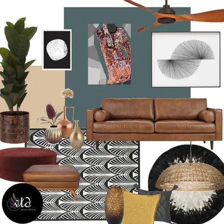 Moody Mid-Century Interior Design Mood Board by Velvet Tree Design on Style Sourcebook