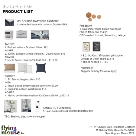Sara - Product list: Hudson's bedroom Interior Design Mood Board by Flyingmouse inc on Style Sourcebook
