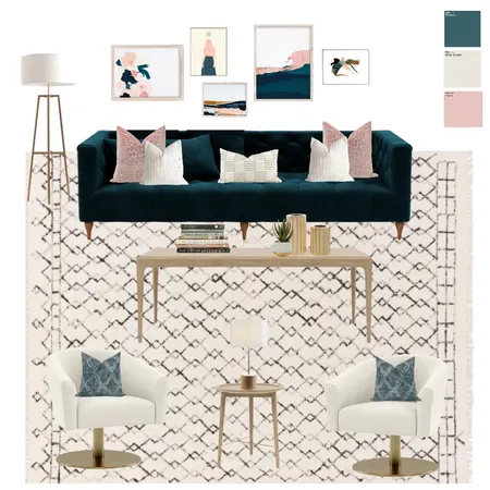 Peacock Cream Pop of Pink Interior Design Mood Board by kristitokar on Style Sourcebook