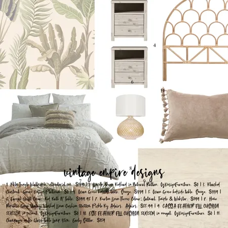 Bedroom Interior Design Mood Board by Vintage Empire Designs on Style Sourcebook
