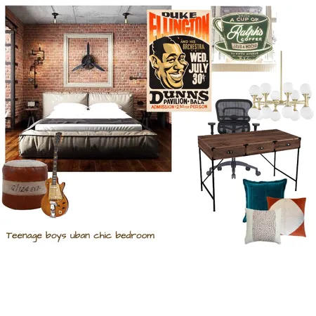 Teenage boys urban chic bedroom Interior Design Mood Board by Pistachio Studios on Style Sourcebook