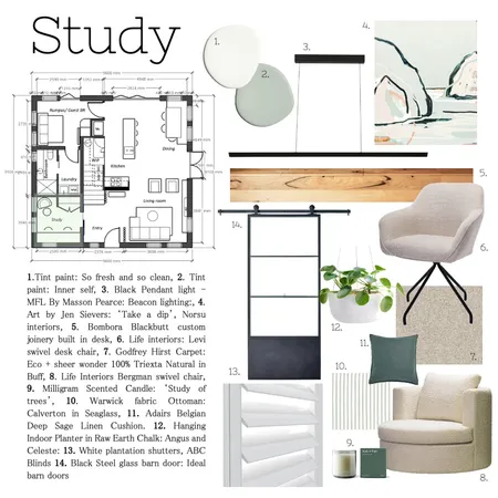 Study Interior Design Mood Board by Botanic Interiors on Style Sourcebook