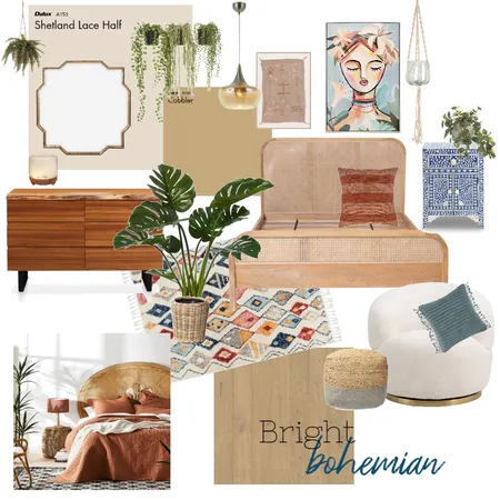 Bright Bohemian Bedroom Interior Design Mood Board by Lightwood Interiors on Style Sourcebook