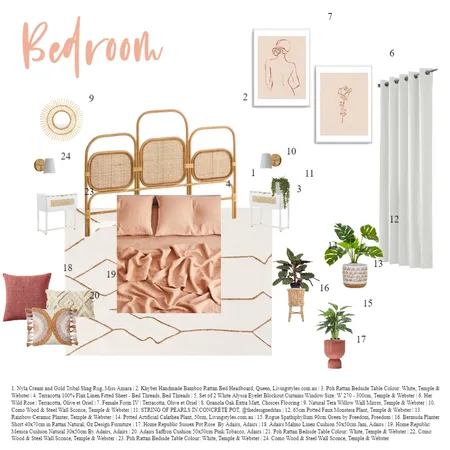 Bedroom Interior Design Mood Board by Anna Fernandes