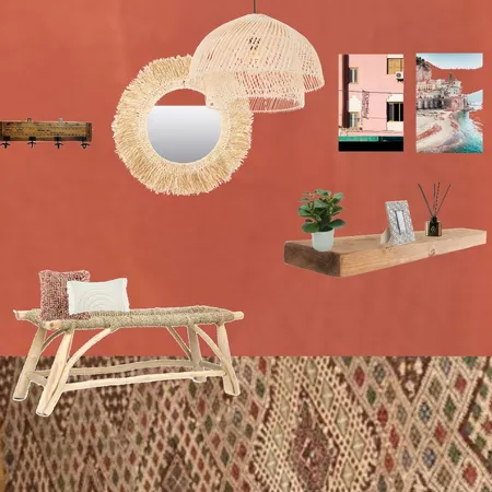 Julie Herbain Hallway Grevillea wall with posters and cushions Interior Design Mood Board by Laurenboyes on Style Sourcebook