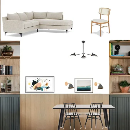 Dining room with wood paneling and green Interior Design Mood Board by knadamsfranklin on Style Sourcebook