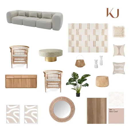 Beige Boho Living room Interior Design Mood Board by kloud interiors on Style Sourcebook