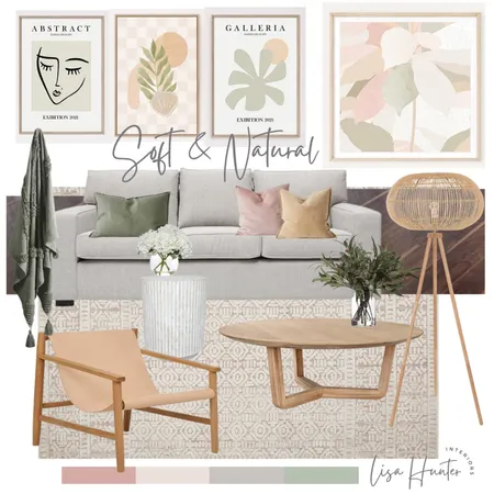 Natural Timber and Soft Pastel Living Room Interior Design Mood Board by Lisa Hunter Interiors