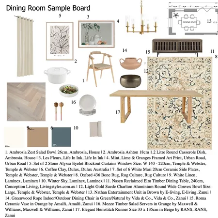 Dining Room Sample Board Draft Interior Design Mood Board by sydneyb30 on Style Sourcebook