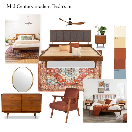 Mid century modern bedroom inspirational Interior Design Mood Board by Hana on Style Sourcebook