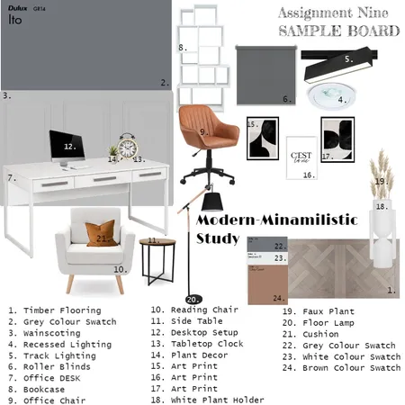 Study Room, sample board: accented achromatic Interior Design Mood Board by Tatiana on Style Sourcebook