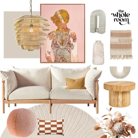 Living Room Blush, with big pendant Interior Design Mood Board by The Whole Room on Style Sourcebook