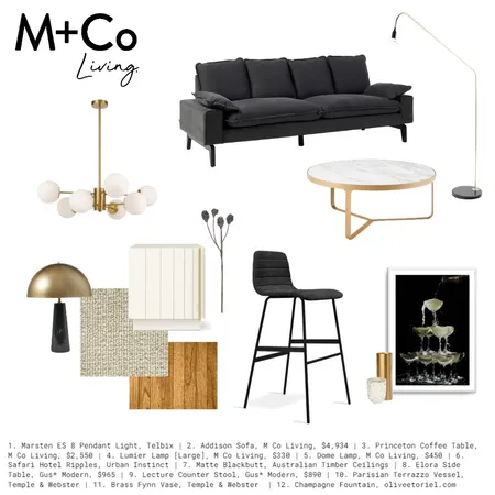 A Touch of Gold Interior Design Mood Board by M+Co Living on Style Sourcebook
