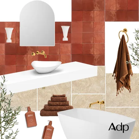 Villa Meroo's Tuscan Inspired Oasis | Michel Bench, Fiore Basin, Soul Groove Tapware Interior Design Mood Board by ADP on Style Sourcebook