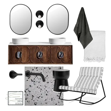 Dark & Moody Ensuite Interior Design Mood Board by Gaylene Drew Designs on Style Sourcebook