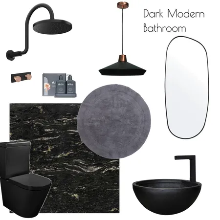 Dark Modern Bathroom Interior Design Mood Board by IamoDesigns on Style Sourcebook