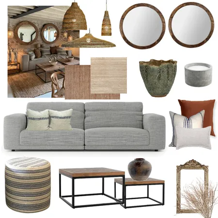 Blue Line Linen Rustic Living room Interior Design Mood Board by nila on Style Sourcebook