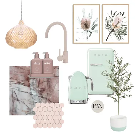 Pastel Green & Blush Kitchen Interior Design Mood Board by PAX Interior Design on Style Sourcebook