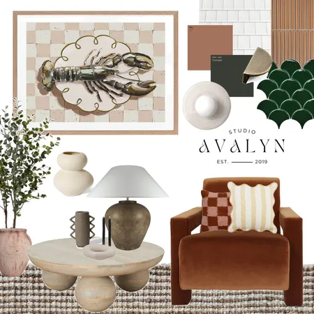 Complementary Warms | Living Room Interior Design Mood Board by AVALYN HOUSE on Style Sourcebook