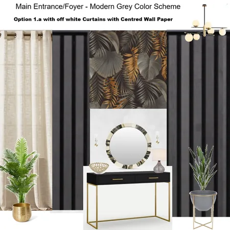 Grey Scheme Color Scheme - Option1.a with off White Curtains & Centered wallpaper Interior Design Mood Board by Asma Murekatete on Style Sourcebook