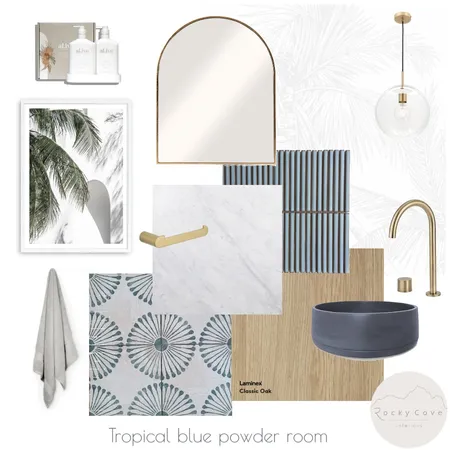 Tropical Blue Powder room Interior Design Mood Board by Rocky Cove Interiors on Style Sourcebook