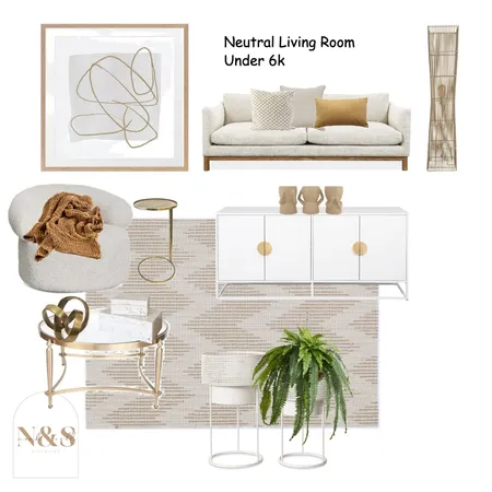Neutral Living Room Under 6K Interior Design Mood Board by Chrissy G on Style Sourcebook