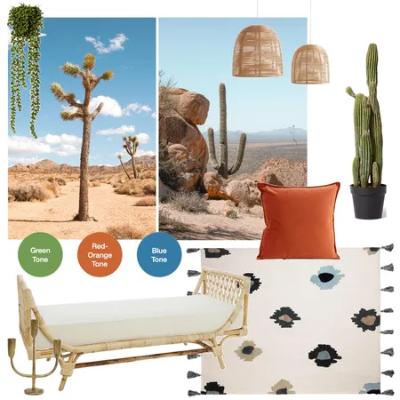 Bohemian split complementary style - green/orange/blue Interior Design Mood Board by Christine Interior Designer on Style Sourcebook