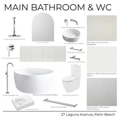 27 Laguna Avenue - Main Bathroom & WC (White) Interior Design Mood Board by Kathle         Study     en Holland on Style Sourcebook