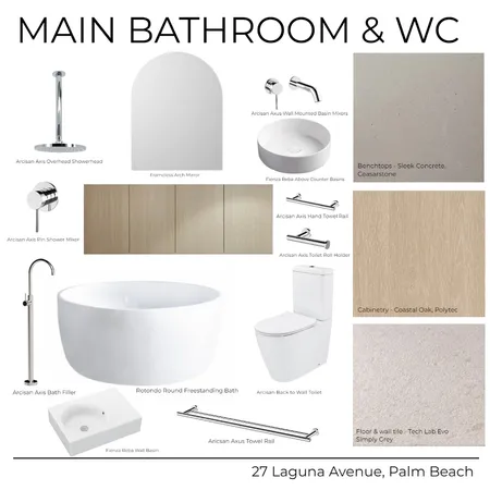 27 Laguna Avenue - Main Bathroom & WC (Light) Interior Design Mood Board by Kathle         Study     en Holland on Style Sourcebook
