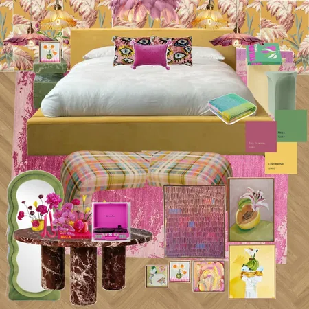 Bedroom - Yellow, Red Violet, Green, Burgundy Interior Design Mood Board by dl2407 on Style Sourcebook