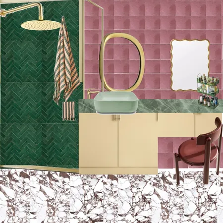 Ensuite - Pink, Green & Burgundy Interior Design Mood Board by dl2407 on Style Sourcebook