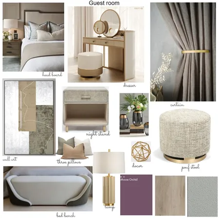 Obuse Guest room Interior Design Mood Board by Oeuvre designs