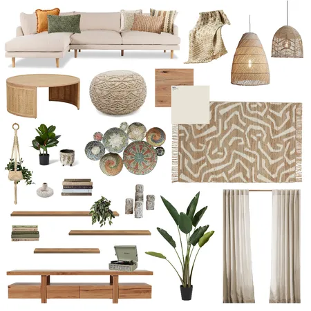Cozy boho living room Interior Design Mood Board by SahelIzadi
