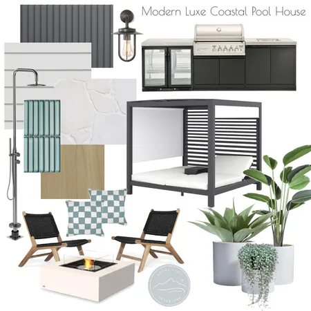 Modern Luxe pool house Interior Design Mood Board by Rocky Cove Interiors on Style Sourcebook