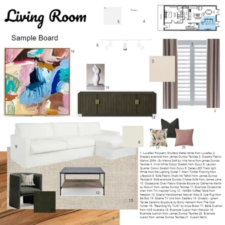 Living Room Sample Board Interior Design Mood Board by K Designs on Style Sourcebook