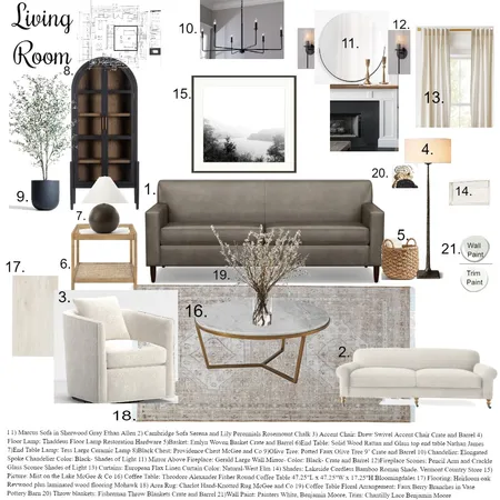 Living Room Sample Board Interior Design Mood Board by Allison Kayes Designs on Style Sourcebook