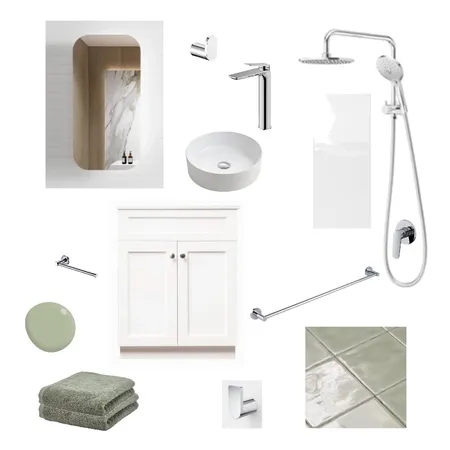 bathroom green & white Interior Design Mood Board by b on Style Sourcebook