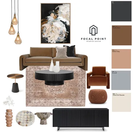 Earthy Modern Elegant Living Room Interior Design Mood Board by Focal Point Interior on Style Sourcebook