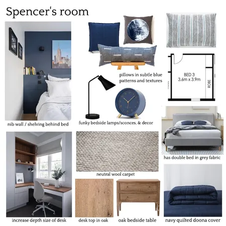 NE Spencer's room Interior Design Mood Board by ONE CREATIVE on Style Sourcebook
