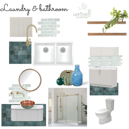 Beach side laundy & bathroom combo - brushed gold Interior Design Mood Board by Cantwell Interiors on Style Sourcebook