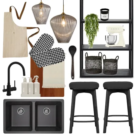 Sleek, Moody Kitchen Interior Design Mood Board by Lighting Illusions on Style Sourcebook