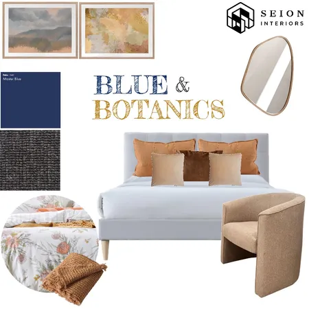 Blue & Botanics Bedroom Interior Design Mood Board by Seion Interiors on Style Sourcebook