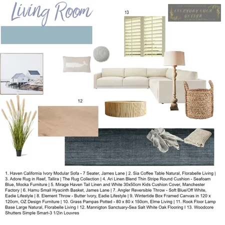 Living Room-Sample Board Interior Design Mood Board by Everyday Eden on Style Sourcebook