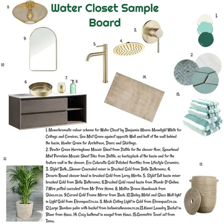 Green Monochromatic Sample Board for WC 12-12-24 Final Interior Design Mood Board by JudyK on Style Sourcebook