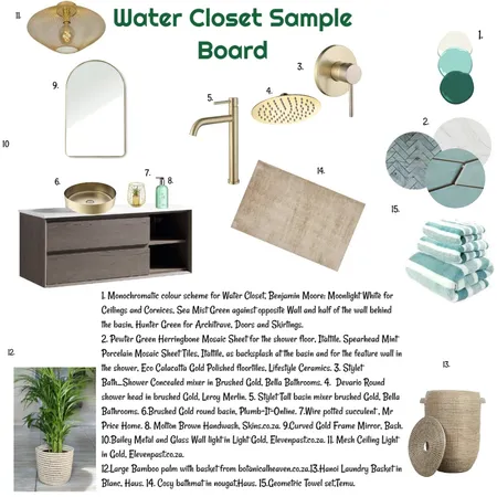 Green Monochromatic Sample Board for WC 12-12-24 Final Interior Design Mood Board by JudyK on Style Sourcebook
