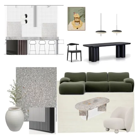 1977 sofa - green light & Black Interior Design Mood Board by JessSib on Style Sourcebook