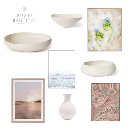 Ceramics and artwork selection for living room and bedroom Interior Design Mood Board by Ronja Bahtiyar Art on Style Sourcebook